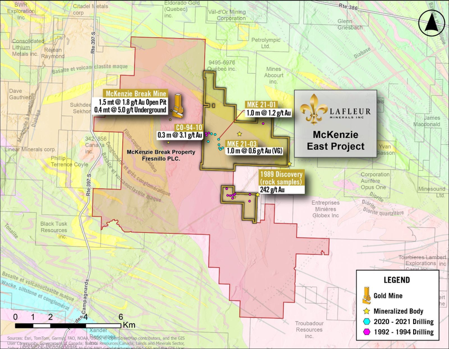 LaFleur Minerals - Acquisition du projet McKenzie East
