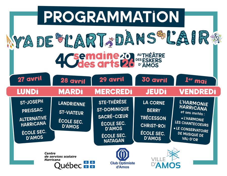 Programmation Semaine des arts 2026