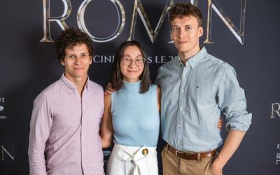 Romin, film d'aventure québécois | Luc Lavault (assistant caméra), Maée Bouchard (deuxième assistante réalisatrice sur la portion tournée au Québec) et Thibault Duler (directeur photo).