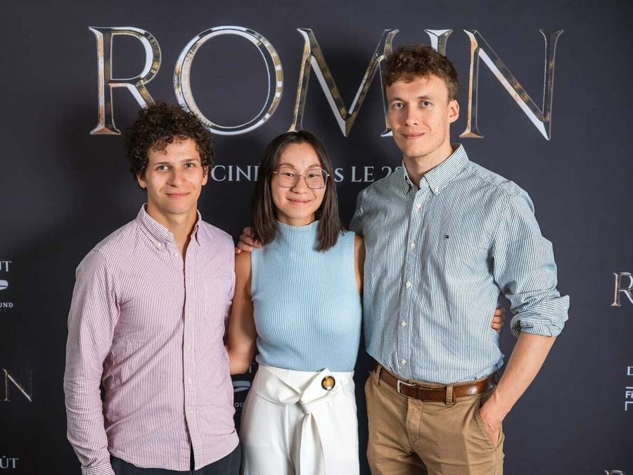 Romin, film d'aventure québécois | Luc Lavault (assistant caméra), Maée Bouchard (deuxième assistante réalisatrice sur la portion tournée au Québec) et Thibault Duler (directeur photo).