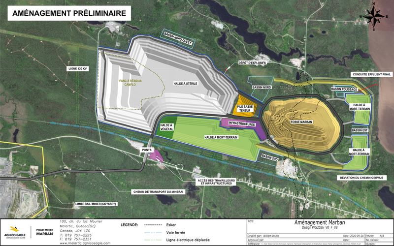 L’aménagement préliminaire du projet minier Marban.