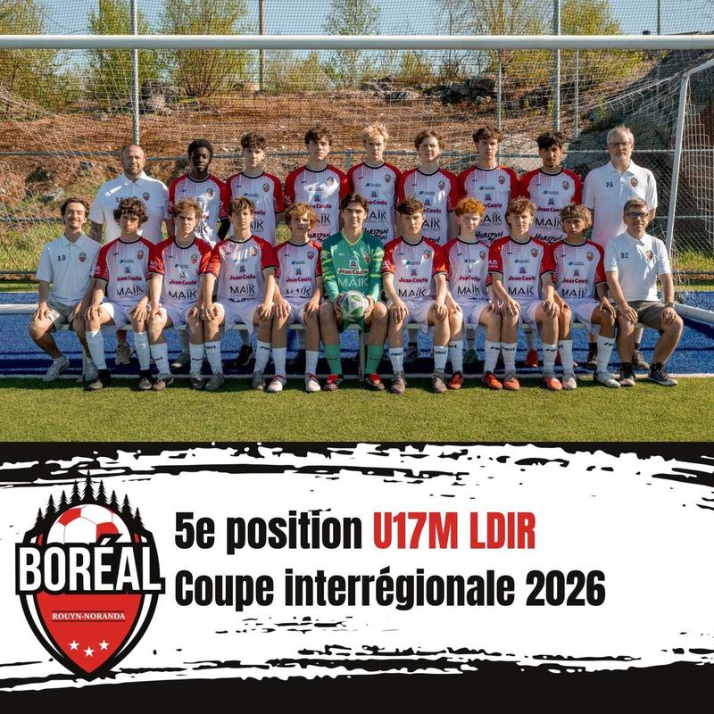 U17 - masculin - Club de soccer | cinquième position à la Coupe Interrégionale.